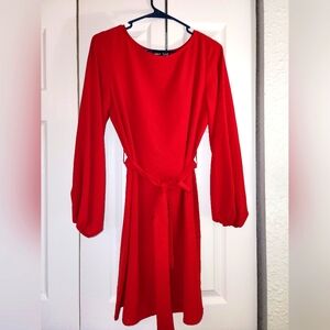 SHEIN long sleeve dress with waist tie.